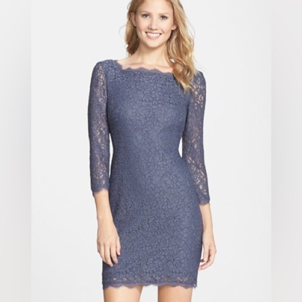 Adrianna Papell Purple Lace Overlay Sheath Dress 14